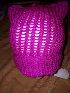 Beautifully Knit Purple Cat Ear Hat