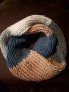 Rib stitch cowl done in Bernat Softee Chunky acrylic yarn
