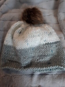 Stockinette Stitch hat in Bernat Softee Chunky Acrylic yarn