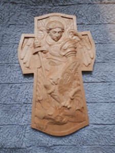 wood archangel michael 3d carving