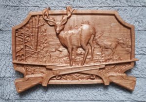 wood deer and guns 3d carving