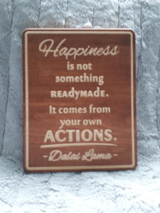 carved happiness not ready made sign