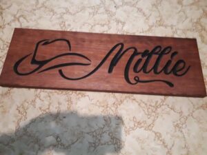 Carved Horse Sign for Horse named Millie